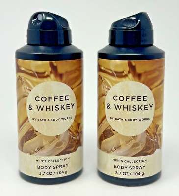 2 BATH & BODY WORKS COFFEE & WHISKEY MEN'S COLLECTION ALL OVER SPRAY COLOGNE CAN-image