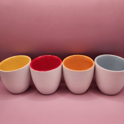 Set Of 4 Pier 1 Cappucino Cups / Sauce Cups / Candle Holders, Angled Shapes-image