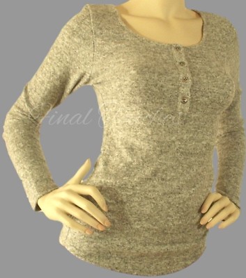 Long Sleeve  Top Sexy Gray round scoop neckline comfortable cozy fit-image