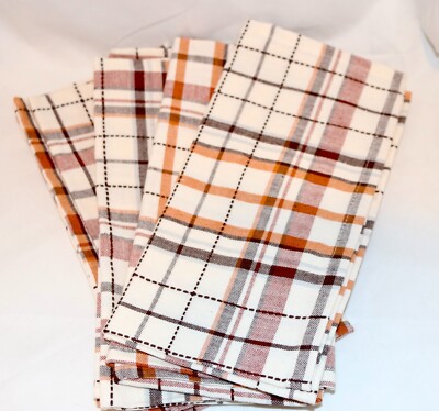 DII Design Imports Intl Fall Napkins Set 4 Spice Dobby Plaid Thanksgiving-image