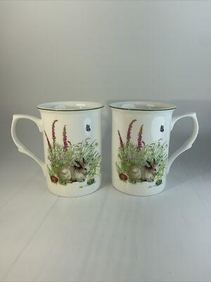 Gracie Bone China Mug Rabbit Design By Coastline Imports Set Of 2-image