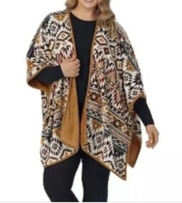 Cuddl Duds Poncho Capelet S/M Southwestern Print Blanket Lounger Super Soft-image