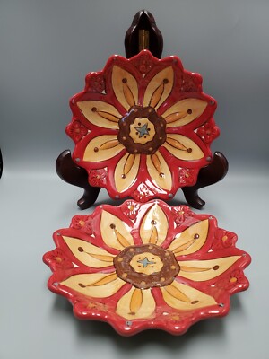 Pier 1 Imports Carynthum Salad Dessert Plates (2) Embossed Design Retired 8