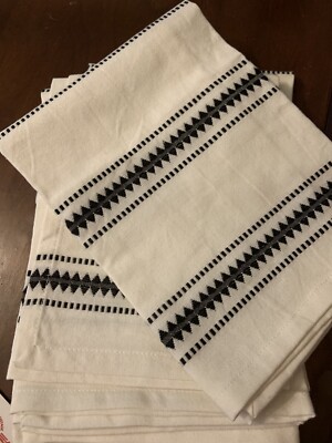 Design Imports Black White Tribal Stripe Cotton Napkins Set/5 Nwot-image