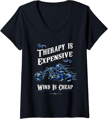 Womens Therapy is expensive, wind is cheap, Trike T-Shirt V-Neck T-Shirt-image
