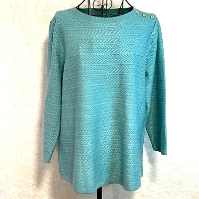 CROFT & BARROW Textured Sweater Blue Cozy Soft Oversized Cabincore Womens M-image