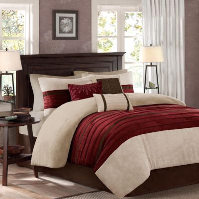 BEAUTIFUL ULTRA SOFT MODERN CASUAL CHIC COZY RICH RED BROWN BEIGE COMFORTER SET-image