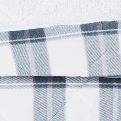 Cannon Cozy Teddy Plaid 3 Piece Comforter Set Blue/Cream King-image