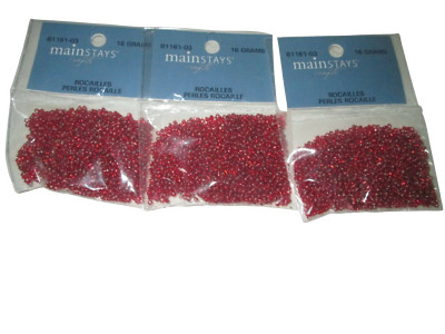 Red Rocaille Glass Seed Beads by Mainstays Crafts - 3 Packages-image