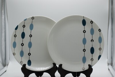 Two Pier 1 Import Beaded Garland Plates Blue 7.75
