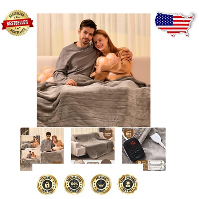 5-Year ETL Certified Velvet & Sherpa Electric Blanket, Twin Size, 10 Heat Levels-image