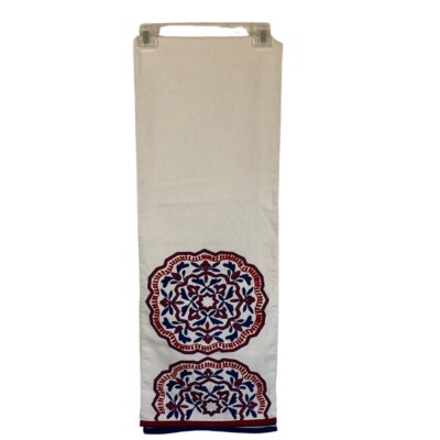 Pier 1 Red White Blue Patterned Embroidery Table Runner NWT Americana Nautical-image