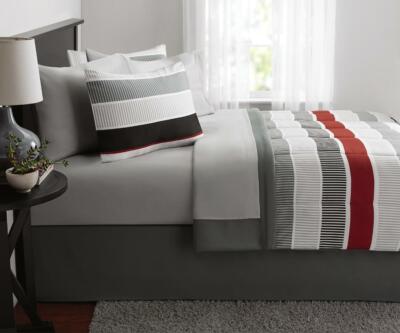 8 Piece Bed in a Bag Set with Sheets Blue Stripe-image
