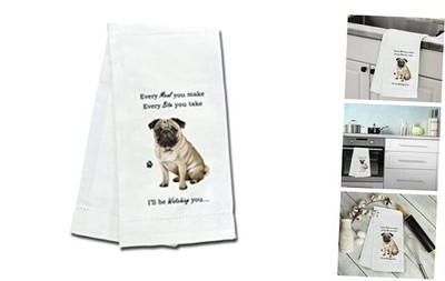 E&S Imports Pug Kitchen Towel - Soft Highly Absorbent - Pug Gifts - Dish -image