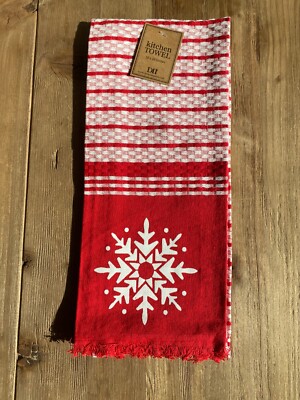 Brand new 100% cotton printed Nordic Winter Snowflake dish towel 18