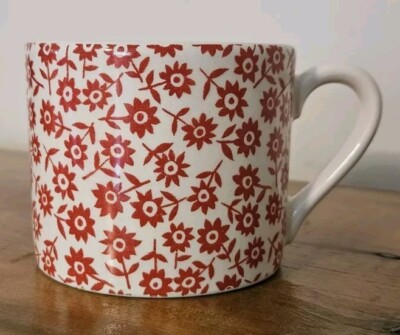 Mainstays Country Calico Print White Red Floral Mug Tea Cup Small Cute-image