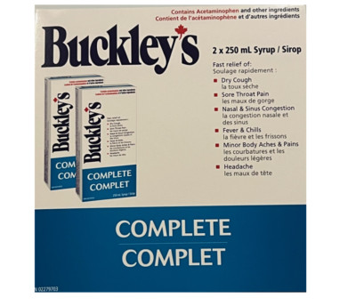 BUCKLEY'S Complete Cough Cold & and Flu Syrup 250ml x2 500ml CANADIAN-image