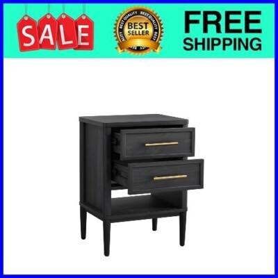 Better Homes & Gardens Oaklee 2-Drawer Nightstand, Charcoal Finish-image