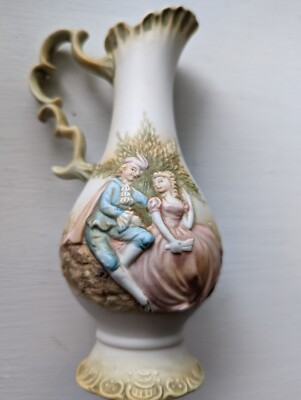 Vintage Ceramic Vase Pitcher with Romeo and Juliet 6 1/2