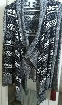 Style & Co Womens Cardigan Open Front Sweater Casual Comfortable M Black & White-image