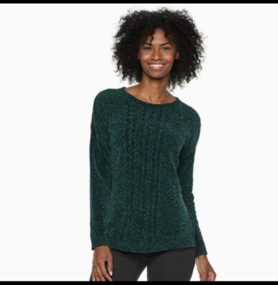 Sonoma • Soft Chenille Sweater Teal Blue Green Crewneck Cozy Winter Fall XL WOME-image