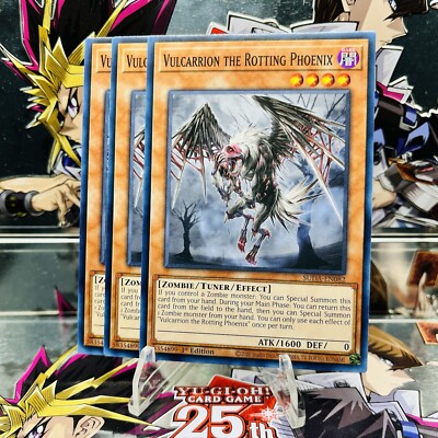 3x Yugioh Playset Vulcarrion the Rotting Phoenix SUDA-EN082 Com 1st Ed Near Mint-image