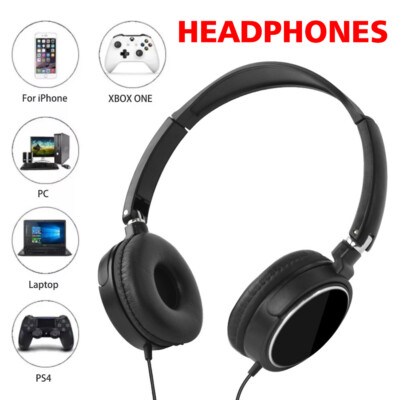 Wired Headphones Bass HiFi Over Ear Headset Earphone Stereo Noise Cancelling-image