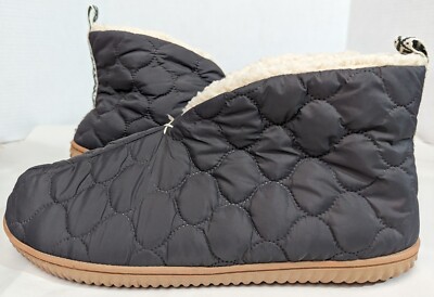 Dearfoams Warm Up Slippers Sherpa Lined Booties Size US L 11-12 Indoor Shoes-image