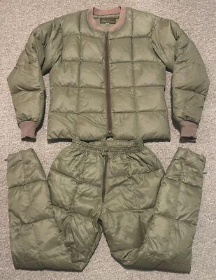 Vintage 60s 70s Small Eddie Bauer Premium Goose Down Quilted Jacket Pants Suit-image