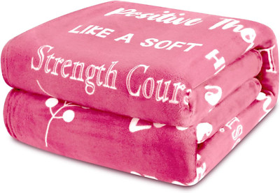 Breast Cancer Gifts for Women Fleece Healing Thoughts Blanket Super Soft & Warm -image