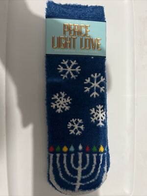 Bath & Body Works HAPPY HANUKKAH Menorah Blue Shea-Infused Cozy Lounge Socks-image