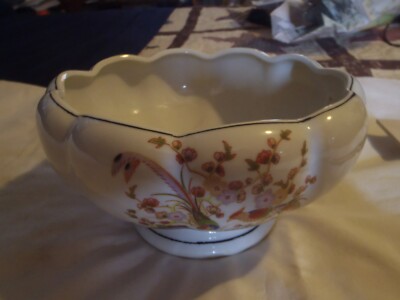 Vintage AAA Imports Decoware Fine Pottery Planter, Floral Pheasant Design -image