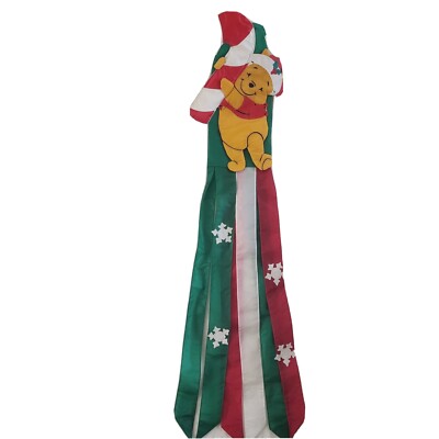 Vintage Disney Winnie The Pooh Christmas Holiday Wind Sock Outdoor Flag Decor -image