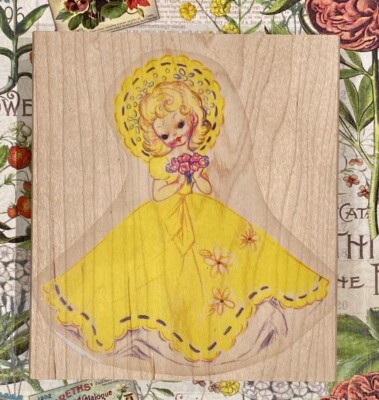 VINTAGE SOUTHERN BELLE CULLEN ART STAMP south beauty girl lady gone wind bouquet-image