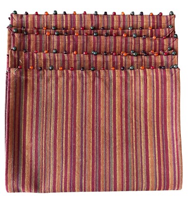 Pier 1 One Imports Orange Heavy Beaded Spicey Stripe Placemats Set of 4-image