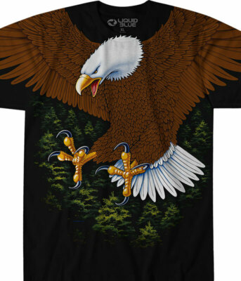 Liquid Blue Bald Eagle T-shirt M L XL 2X All Over Nature Raptor Bird AOP Talons-image