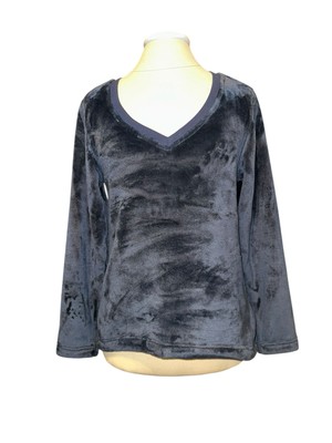 Ugg Daisy Double Face Fleece V-Neck Lounge Top Gray Small-image