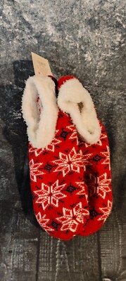 A new day soft socks red, black and white snowflake NEW Slippers socks one size-image