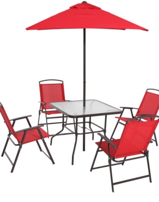 Mainstays MS16-301-001-13 Albany Lane Patio Dining Set - 6 Pieces - Red-image