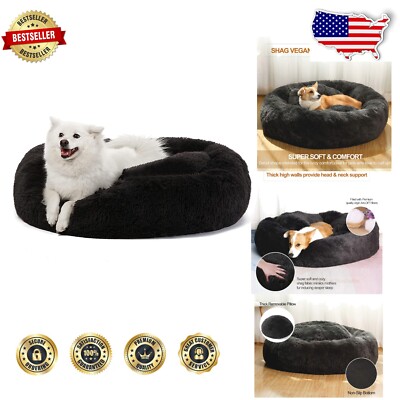 Calming Orthopedic Dog Bed - 30” Donut Cuddler in Dark Gray for Cozy Comfort-image