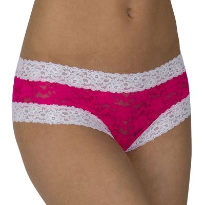 LOT OF 2 Candies Cheeky Pink & White All Over Lace Hipsters, M (6)  FREE S&H NWT-image