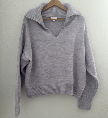 Topshop Relaxed Collar Knit Sweater Sz 4/6 Lavender Oversized Boxy Cozy Comfort-image