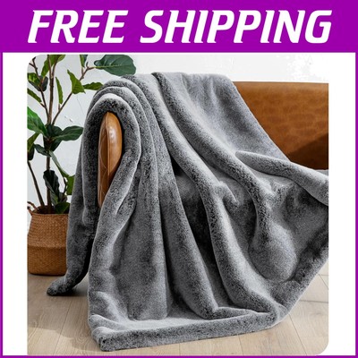 Luxurious Faux Fur Throw Blanket - Heavyweight, 60''x47'' Fuzzy Comfort-image