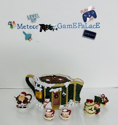 VTG  1996 Designer Mini Teapot Collection Santa Claus Christmas Set In OG Box-image