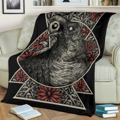 Gothic Occult Raven Black Crow Eye Blanket Color Version-image