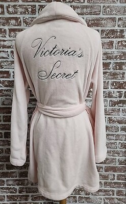 VICTORIA'S SECRET COZY SHORT PLUSH FLEECE ROBE Sz M/L C13-image
