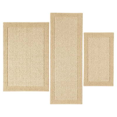 Mainstays Machine Washable Faux Sisal Beige Border Accent Rug Set, 3-Piece Set-image