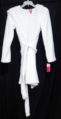 VINTAGE MACY'S PLUSH Cozy Robe Pockets Winter White  - XS  NEW WITH TAGS-image