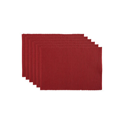 Design Imports Barn Red Ribbed 6-Pc. Placemats - BARN RED ONE SIZE-image