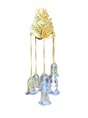 Music Wind Chime Gold Tone Bells Holiday Decor Vintage-image